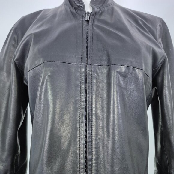 Vintage long black genuine leather coat, European size 38 - Picture 7 of 16